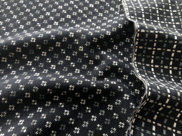 Textured Yarn Dyed Cotton - Square Stitch - Black