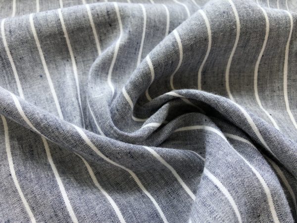 Marbella Stretch Linen/Rayon - Metallic Chambray Stripe