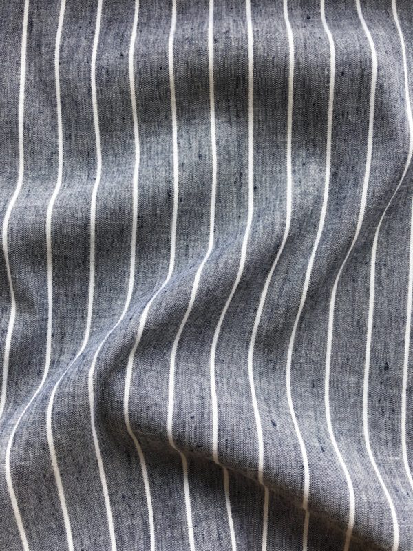 Marbella Stretch Linen/Rayon - Metallic Chambray Stripe