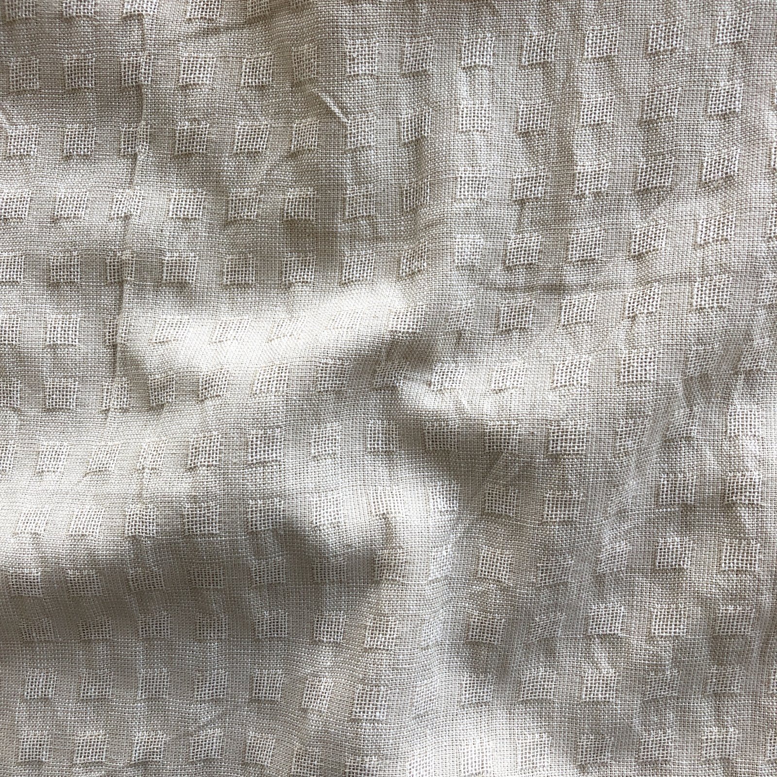 Textured Yarn Dyed Cotton - Squares - Natural - Stonemountain