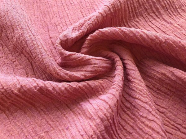 Yarn Dyed Linen Crinkle Gauze - Flamingo