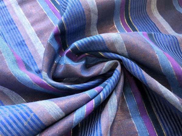 Handwoven Metallic Stripe Cotton - Lapis