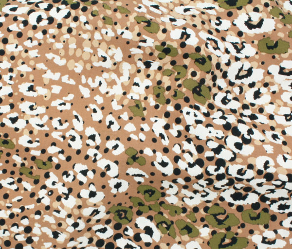 Printed Rayon Twill - Leopard Spot Border Print - Olive