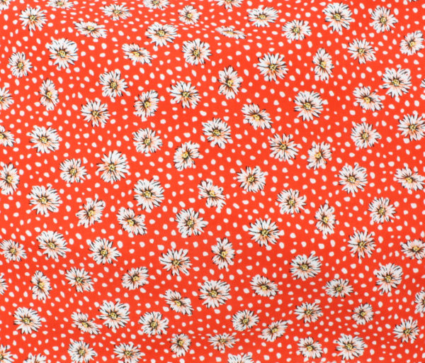 Rayon Poplin Print - Daisy Chain - Red