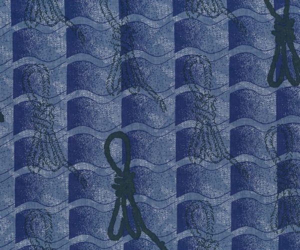 Kokka - Printed Cotton Jacquard - Rope - Blue