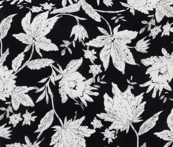 Floral Silhouette Cotton/Rayon Voile - Black