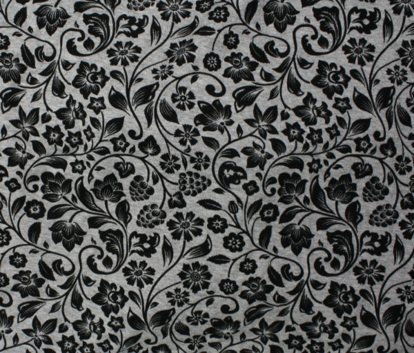 Dakota - Rayon/Spandex Knit Print - Twisting Floral - Black/Grey