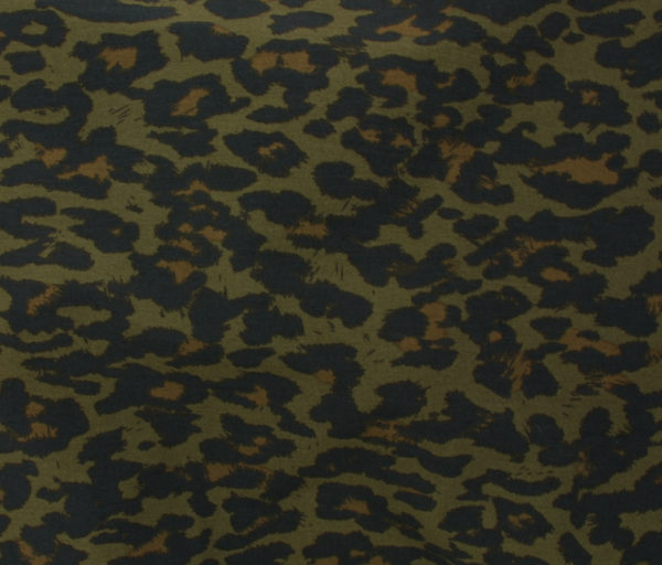 Stretch Nylon/Viscose Twill - Leopard Print - Olive/Black