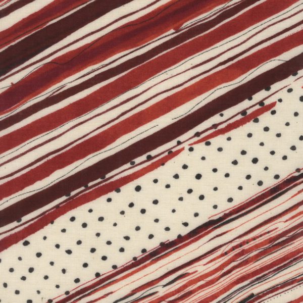 Kokka - Cotton Sheeting - Diagonal Stripe - Red