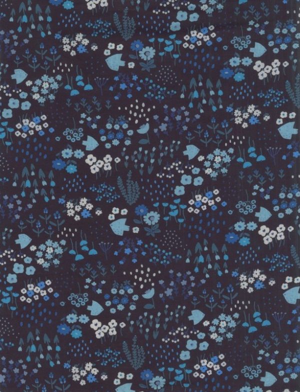 Kokka - Cotton Poplin - Small Flower - Blue