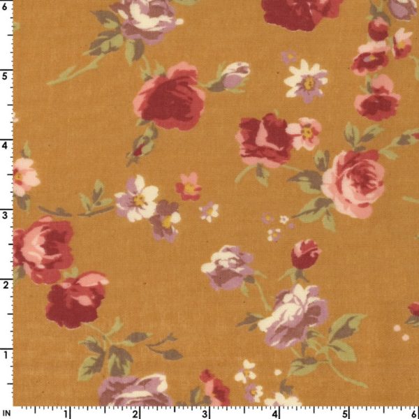 Kokka - Cotton Double Gauze - Angel's Garden - Rose - Burnt Orange