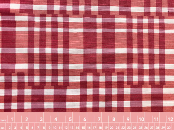 Japanese Cotton Shantung - Broken Plaid - Pink