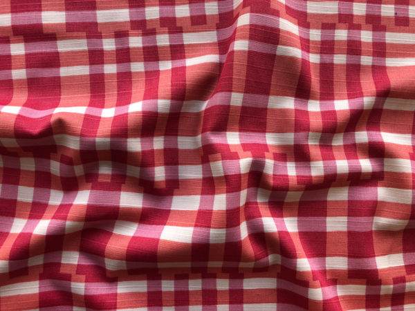 Japanese Cotton Shantung - Broken Plaid - Pink