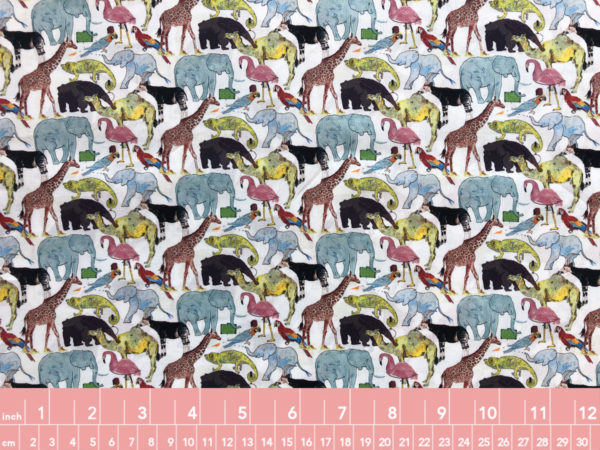 Liberty Tana Cotton Lawn - Queue For The Zoo - White