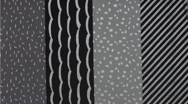 Echino - Cotton/Linen Canvas - Multi Pattern - Black/Grey