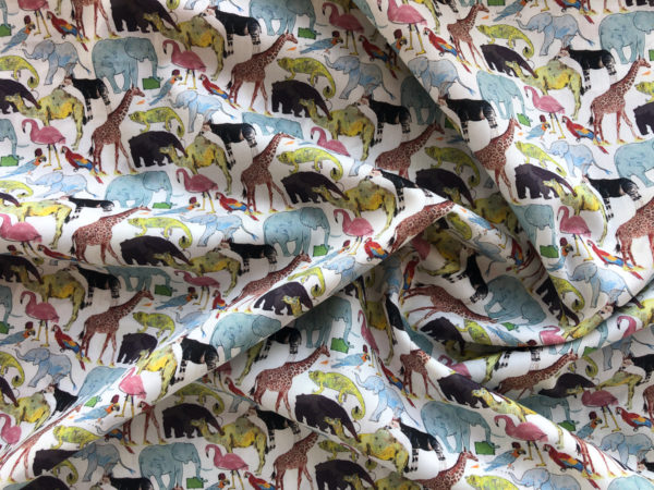 Liberty Tana Cotton Lawn - Queue For The Zoo - White