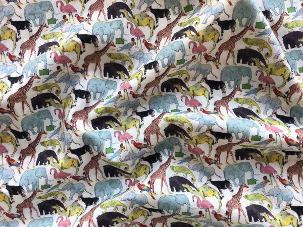 Liberty Tana Cotton Lawn - Queue For The Zoo - White