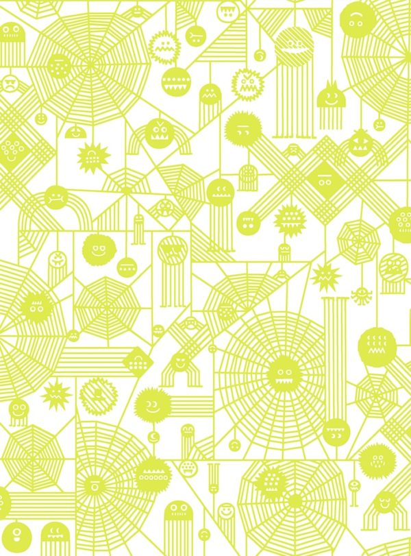 Quilting Cotton - Across The Universe - Web Attack - Neon Yellow