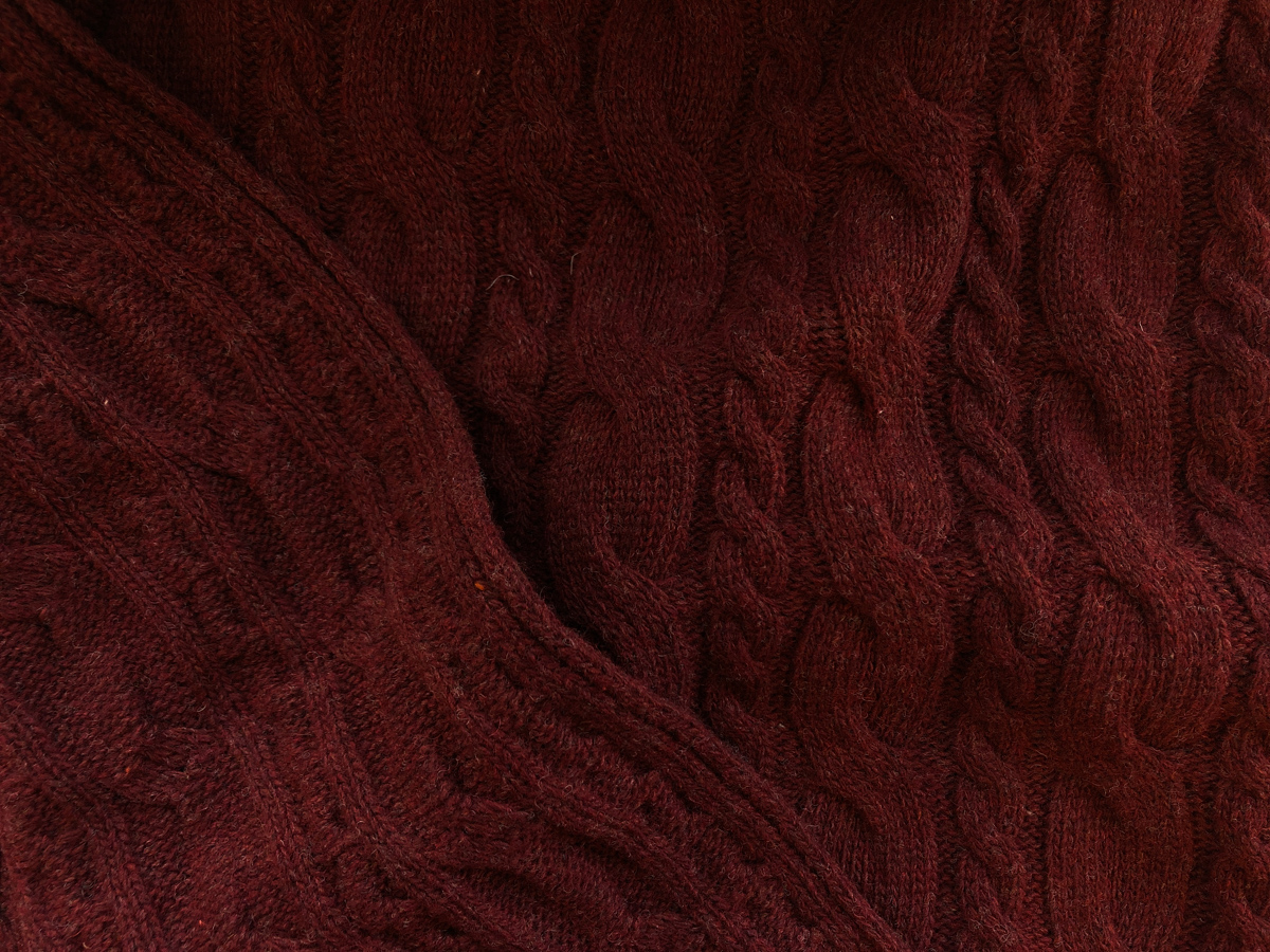 Italian Wool Cabled Sweater Knit - Burgundy - Stonemountain & Daughter ...