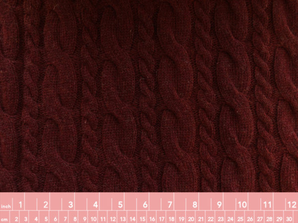 Italian Wool Cabled Sweater Knit - Burgundy