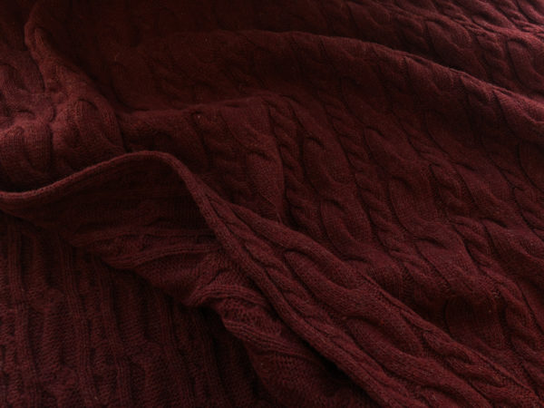 Italian Wool Cabled Sweater Knit - Burgundy