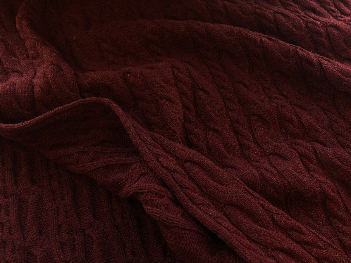 Italian Wool Cabled Sweater Knit - Burgundy - Stonemountain & Daughter ...