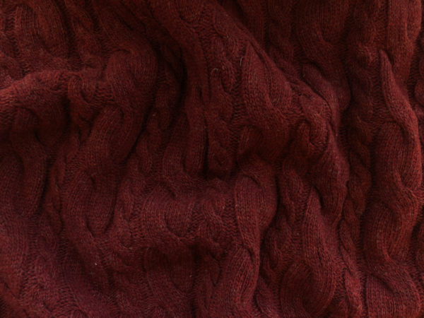 Italian Wool Cabled Sweater Knit - Burgundy