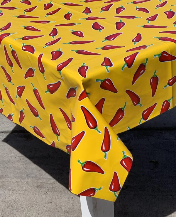 Oilcloth - Poly/Cotton Vinyl - Chilies - Yellow