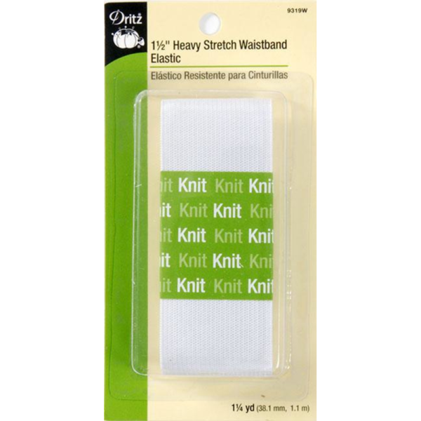 Dritz 1 1/2" Heavy Stretch Waistband Elastic - White