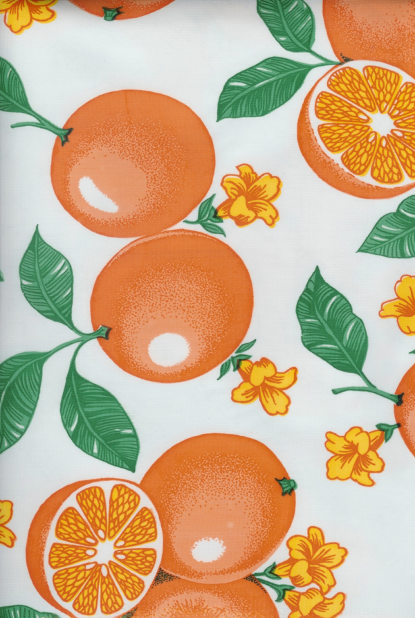 Oilcloth - Poly/Cotton Vinyl - Oranges - White