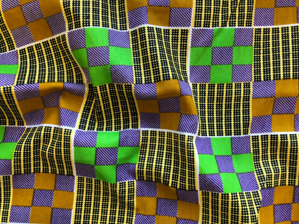 Wax Print Cotton - Green & Purple Checks