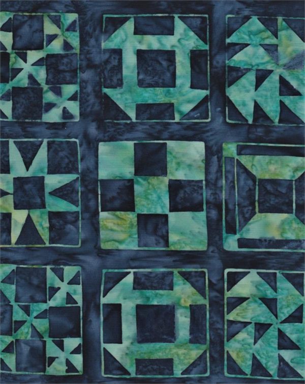 Batik Textiles - Quilt Blocks - Indigo