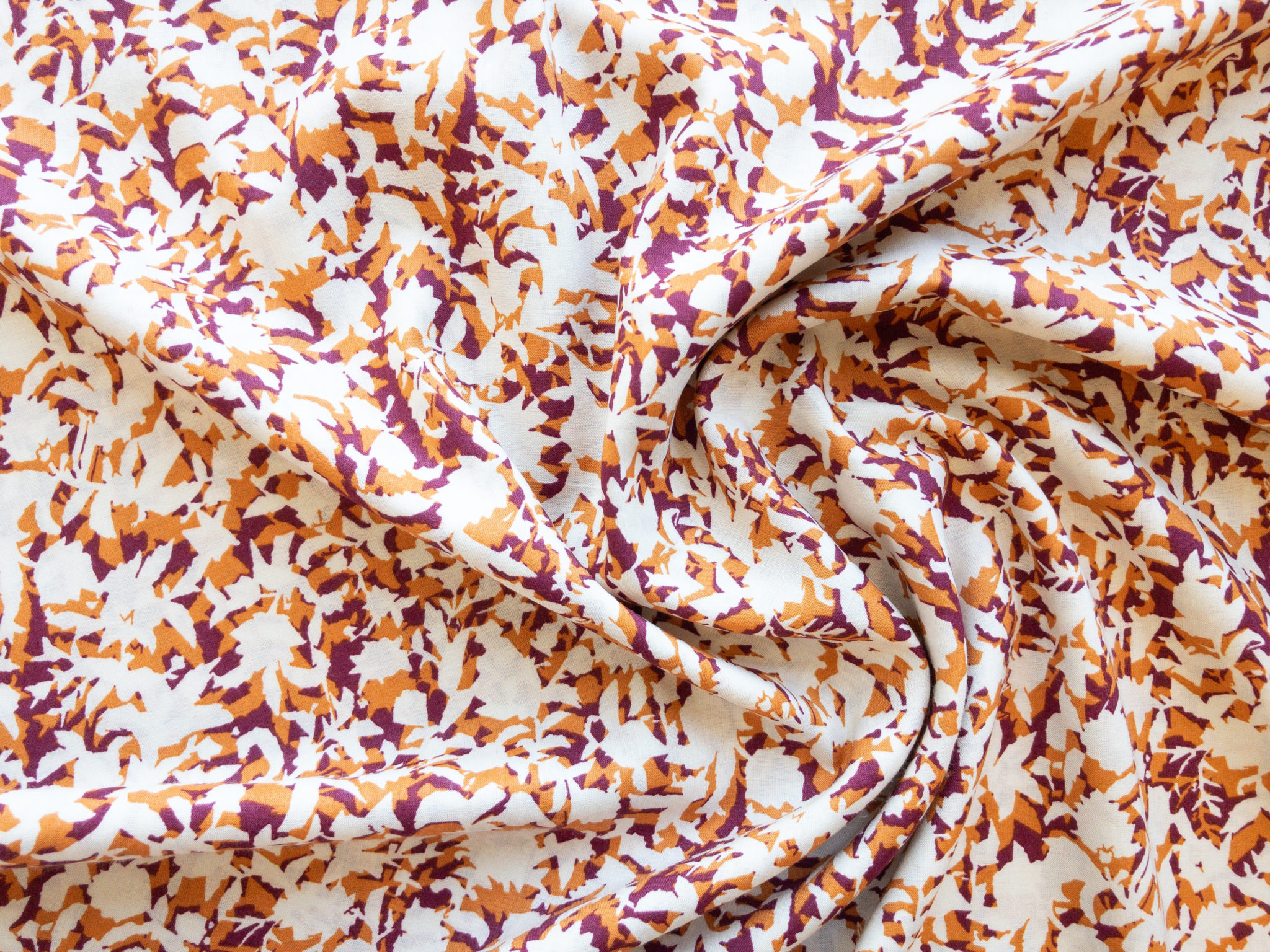 Hokkoh - Rayon/Cotton Lawn - Leaves - Orange - Stonemountain & Daughter ...