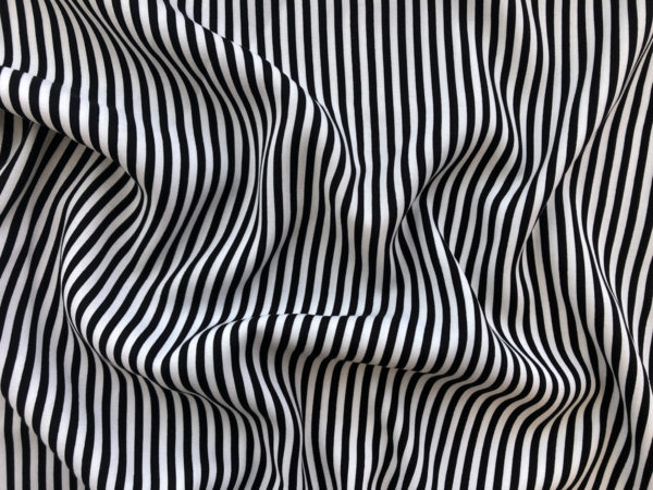 Rayon Challis - Black & White Stripe