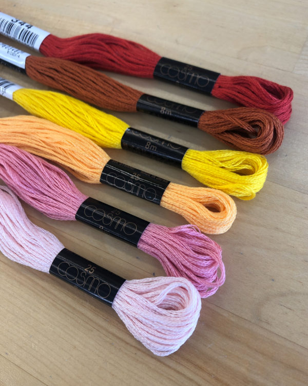 Cosmo Cotton Embroidery Floss 8m Skein - Pinks/Reds/Oranges/Yellows