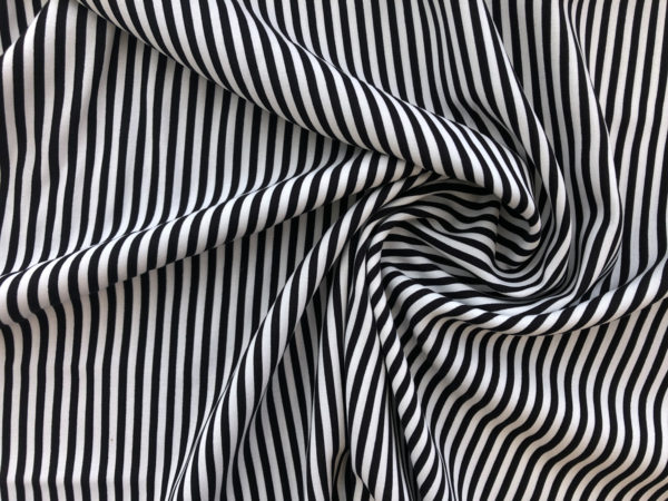 Rayon Challis - Black & White Stripe - Stonemountain & Daughter Fabrics