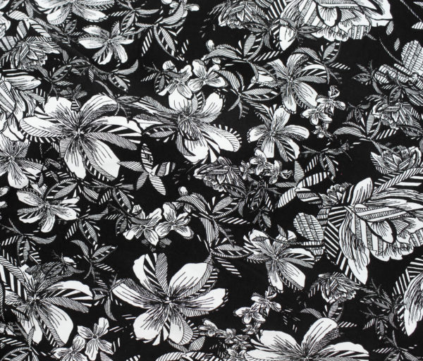 EcoVero Viscose Crepe - Tropical Flowers - Black/White - Stonemountain ...