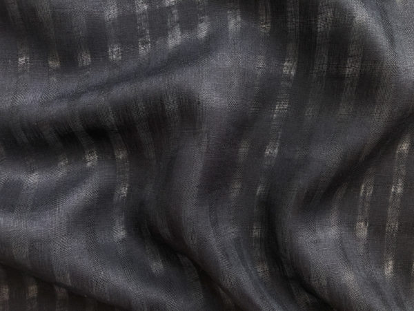 Athens Textured Linen - Narrow Stripe - Black