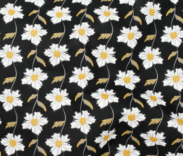 Cotton Poplin - Flowering Vines - Black