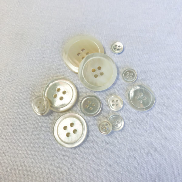 Mother of Pearl Buttons - 6 sizes - Iridescent White