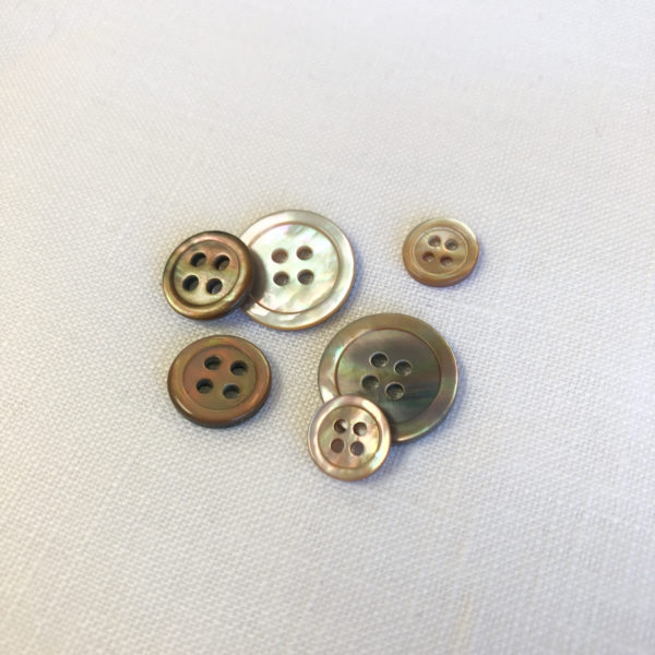 Mother of Pearl Buttons - 6 sizes - Iridescent Brown/Grey