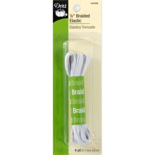 Dritz 1/8 inch Braided Elastic - White