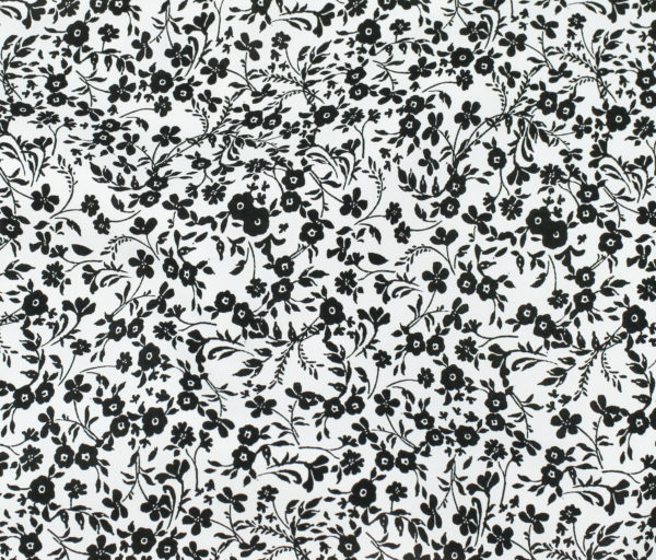 Rayon Poplin Print - Curling Floral - Black/White