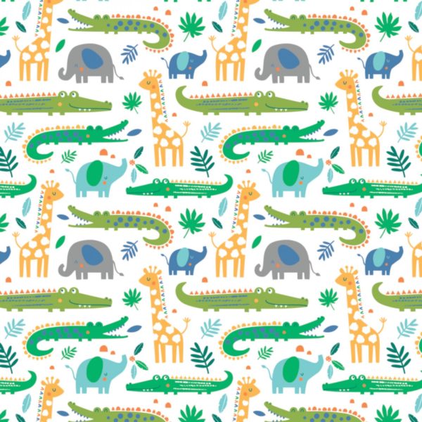 Quilting Cotton - Bungle in the Jungle Flannel - White