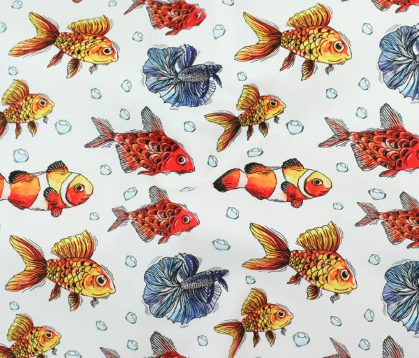 Digital Print Cotton Lawn - Fish