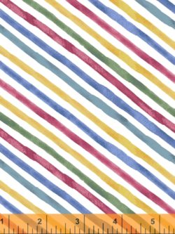 Quilting Cotton - Veranda - Diagonal Stripe - White