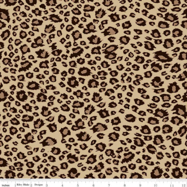 Quilting Cotton - On Safari - Leopard - Brown