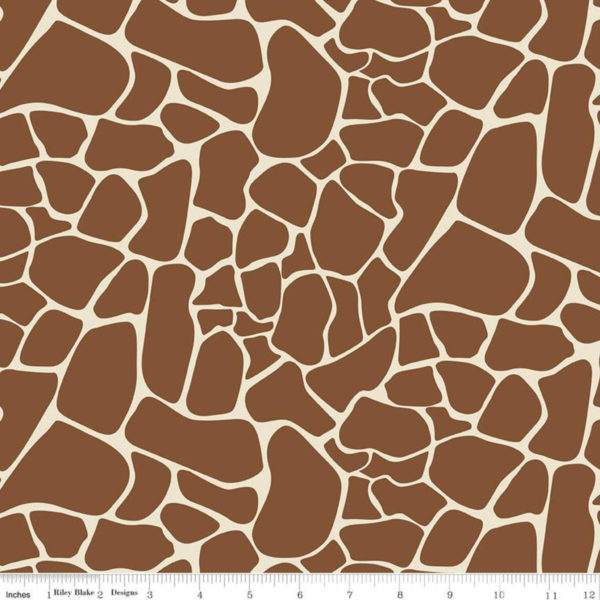 Quilting Cotton - On Safari - Giraffe - Brown