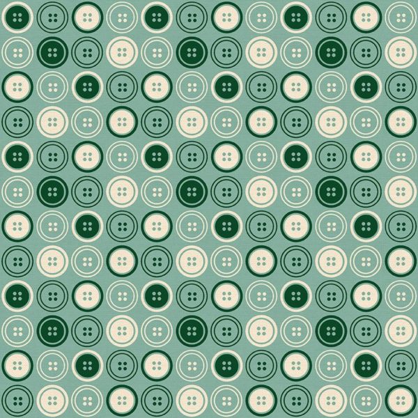 Quilting Cotton - Sewing Mood - Buttons - Mint Green