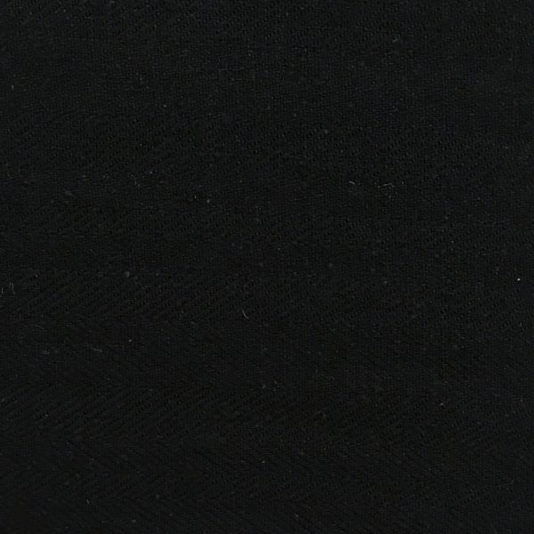 Herringbone Weave Silk Noil - Black